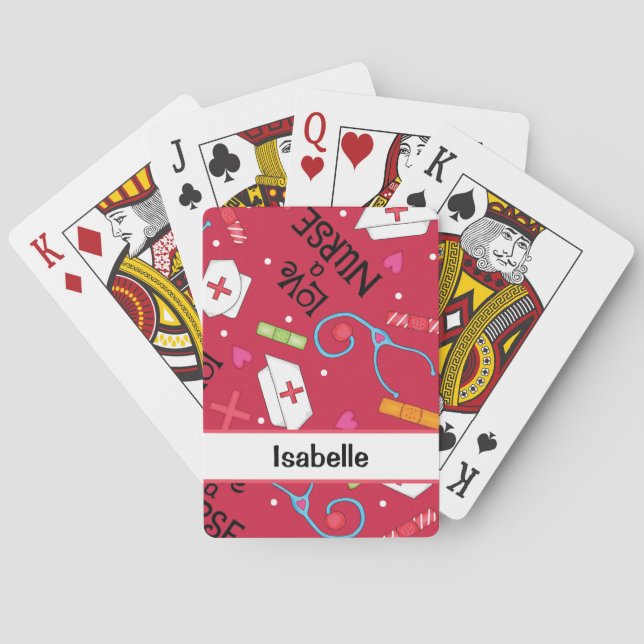 Baralho Enfermeira Com Arte Médica Com Nome Personalizado (Verso)