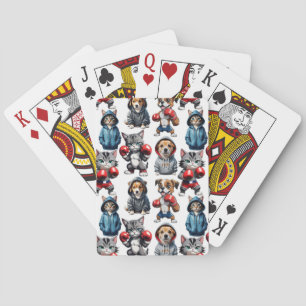 Baralho Engraçado Boxing Cat Dog Pattern Design