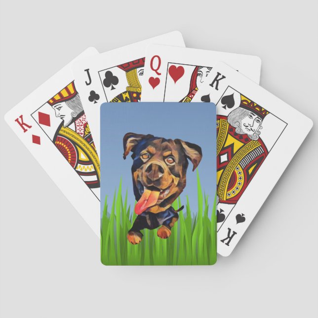 Baralho Engraçado Cartoon Rottweiler Deck de Cartões (Verso)