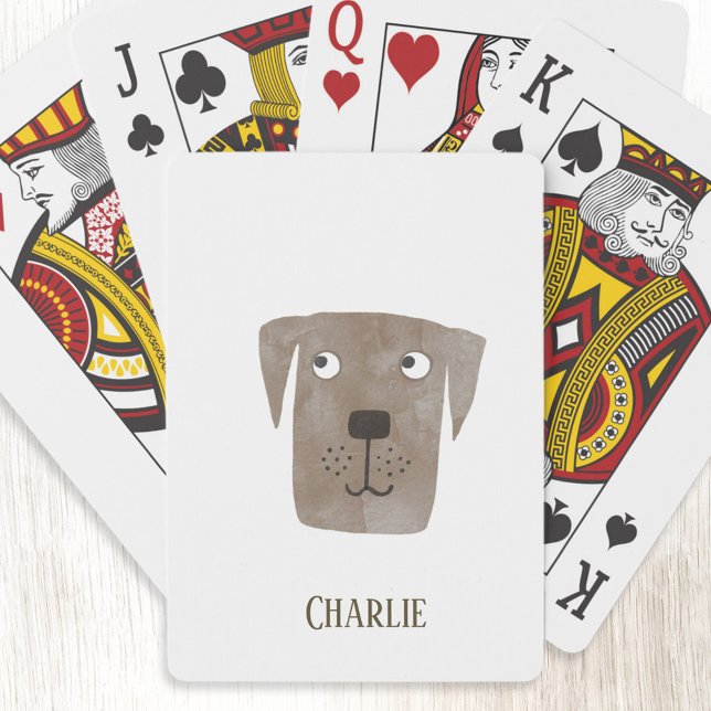 Baralho Engraçado Chocolate Labrador Cachorro de Retriever (Chocolate Labrador Retriever Dog personalized fun art playing cards)