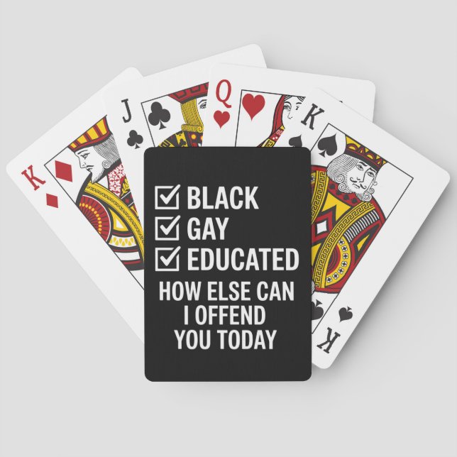 Baralho Engraçado Orgulho gay negro suporta direitos LGBTQ (Verso)