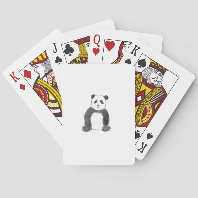 Baralho Esboço preto e branco do panda (Verso)