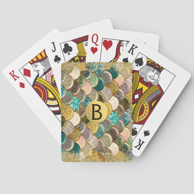 Baralho Escamas de Sereia Multi Cor Brilho Glam Moderno (Verso)