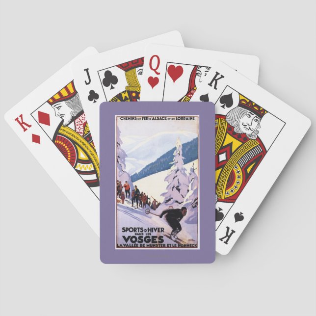 Baralho Espectadores que olham o poster do esquiador (Verso)