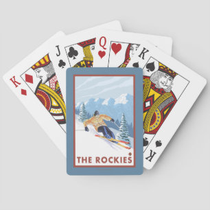 Baralho Esquiador da neve de Downhhill - as Montanhas