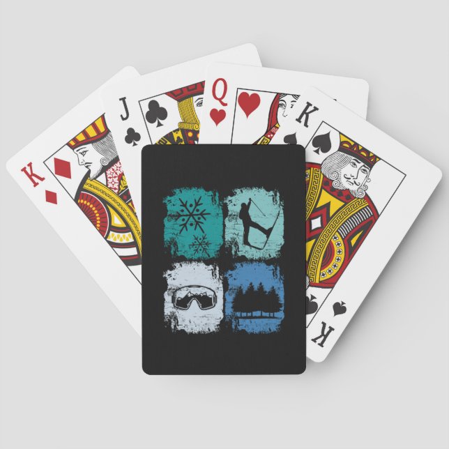 Baralho Esquiadores esquiando esportes de inverno (Verso)