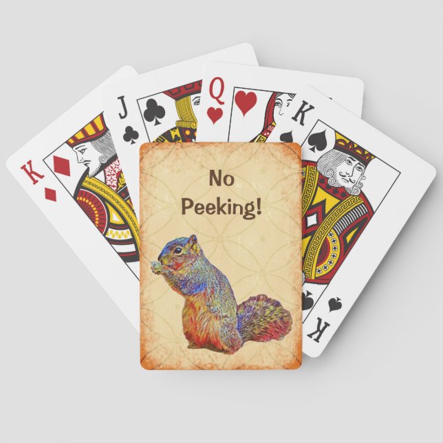 Baralho Esquilo Bonito Segurando Cartões Engraçados (Verso)