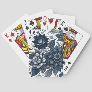 Baralho Estampa Floral Boêmia Azul e Branco