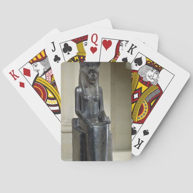 Baralho Estátua da deusa leão-dirigida Sekhmet, do th (Verso)