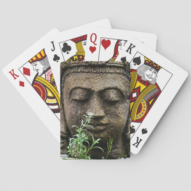 Baralho Estátua de jardim em pedra com flor (Verso)