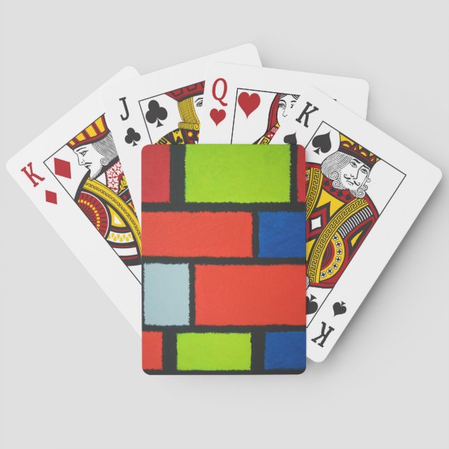 Baralho Estilo Mondrial Abstrato Azul Verde Laranja (Verso)