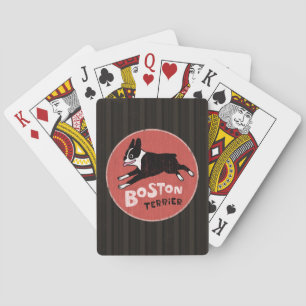 Baralho Estilo retro Boston Terrier que salta o cão
