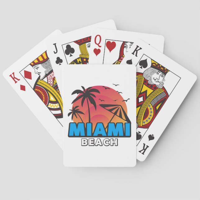Baralho Estilo Retro Viagem Miami Beach (Verso)