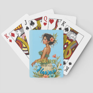 Baralho Estilo Vintage Viagem Honolulu Hula Girl Havaiana