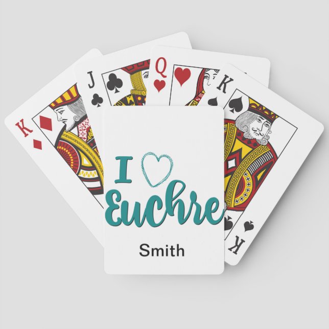 Baralho Eu Amo Euchre Personalizado Design (Verso)