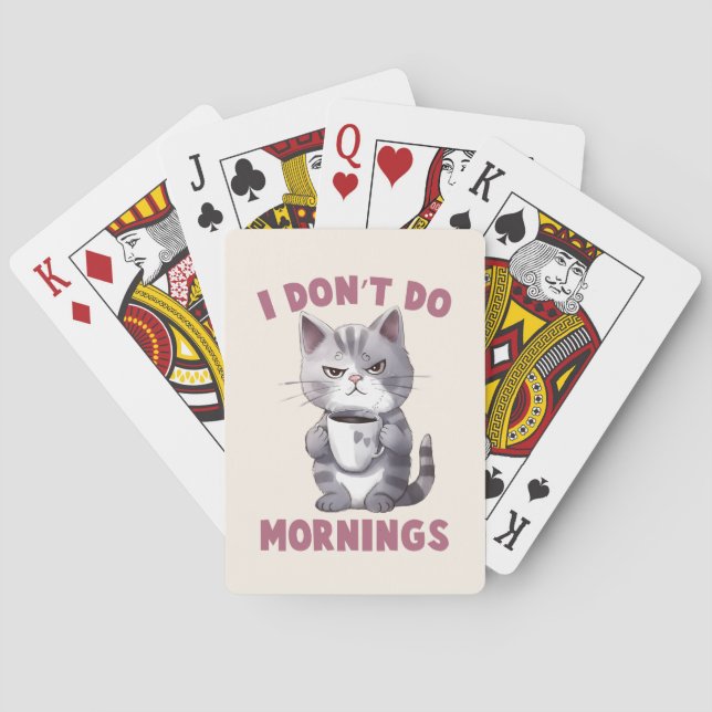 Baralho Eu não faço manhãs - Cinza gato com café (Verso)