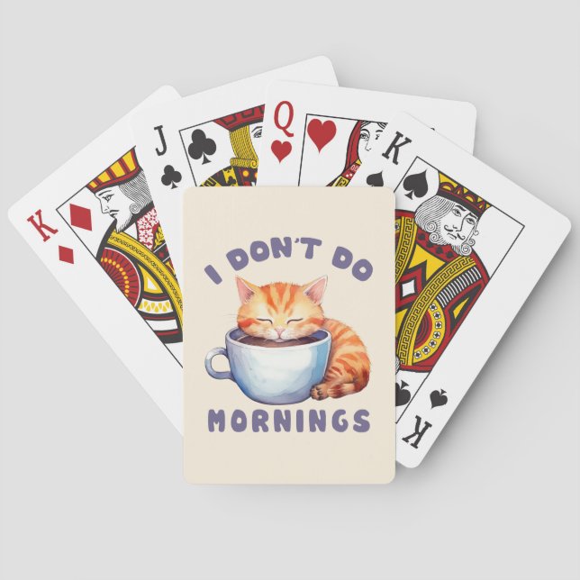 Baralho Eu não faço manhãs - Gato Laranja Bonito com Café (Verso)
