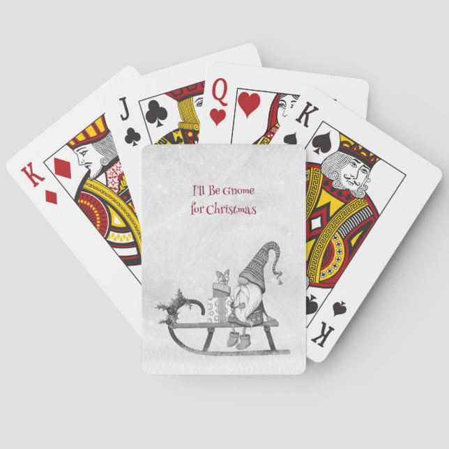 Baralho Eu serei o Gnomo para o Natal Punny BW Holiday (Verso)