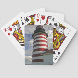 Baralho EUA, Maine, Lubec. Farol West Quoddy Head