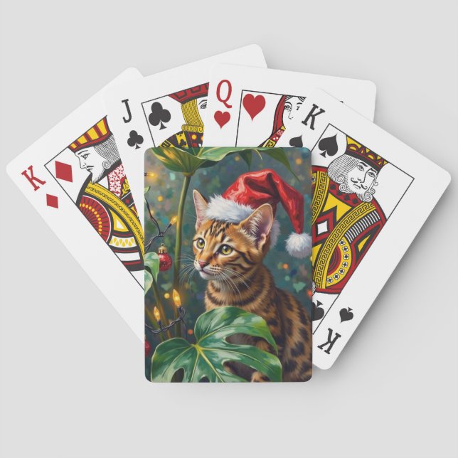 Baralho Exotic Bengal Cat Jungle Christmas Playtime Art (Verso)