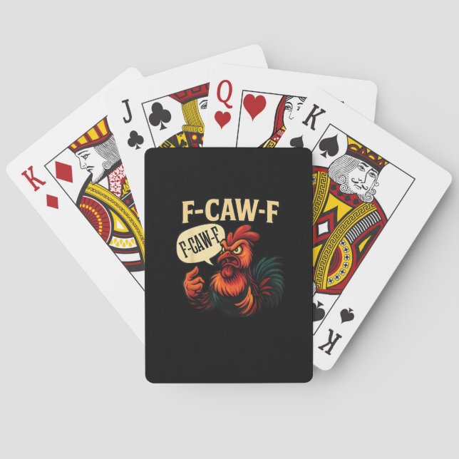Baralho F Caw F Funny Angry Rooster Graphic Retro Style (Verso)
