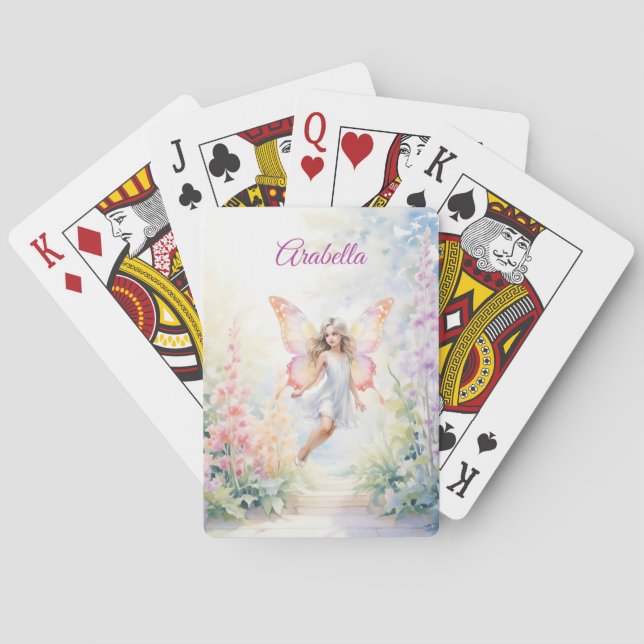 Baralho Fada bonito de borboleta de Pastel em Jardim Flor (Verso)
