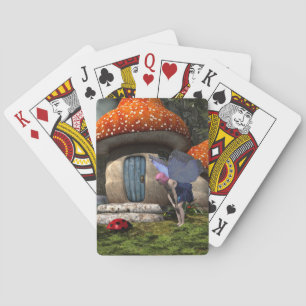 Baralho Fada De Cabelo Rosa Bonito Encontra-Se Com Ladybug