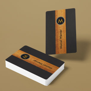 Baralho Faixa de Cor da Madeira Monogramada a Preto