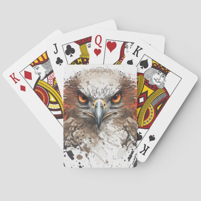 Baralho Falcão Retrato Animal Pintando Vida Selvagem ao ar (Verso)