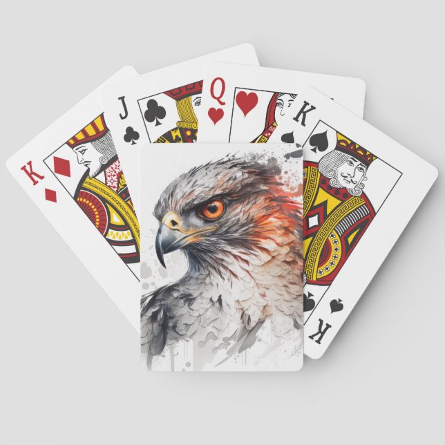 Baralho Falcão Retrato Animal Pintando Vida Selvagem ao ar (Verso)