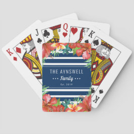 Baralho Família Floral Tropical de Stripe Náutica