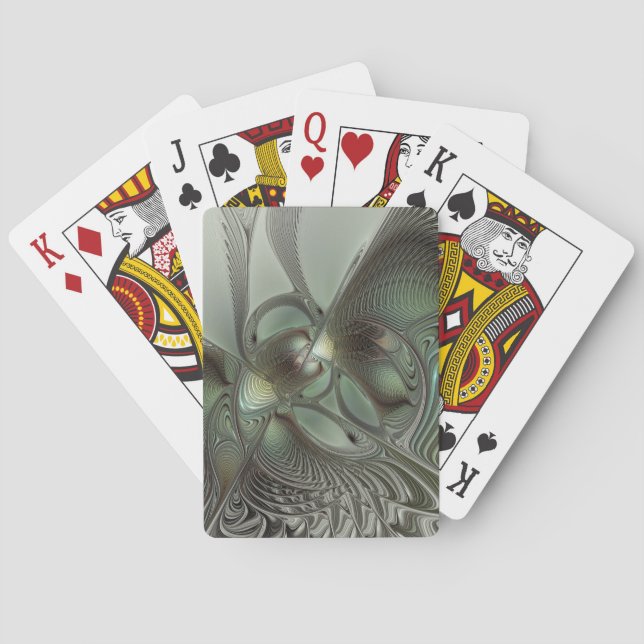 Baralho Fantasia de Arte Fractal da Cinza Olive Sage (Verso)