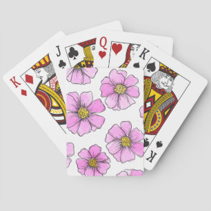 Baralho Fantasia e Flores de Aquarela Rosa