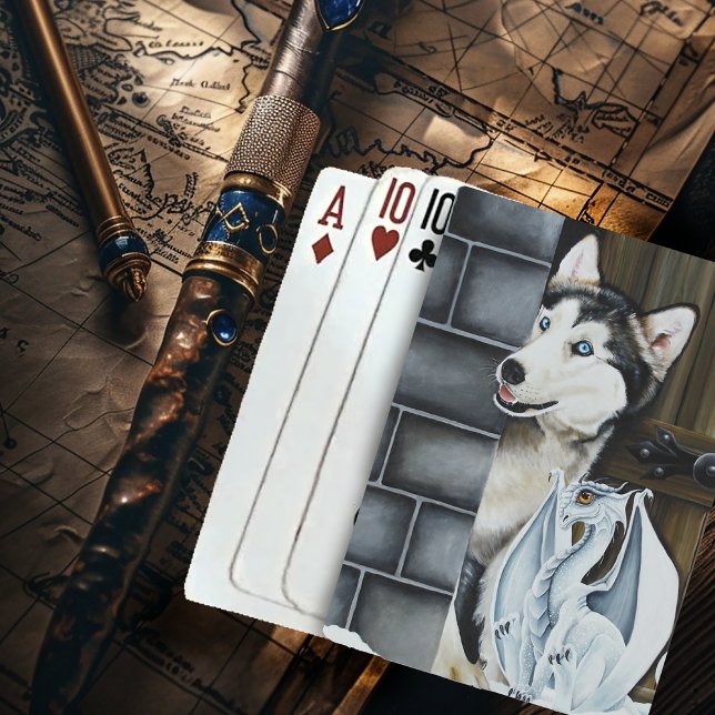 Baralho Fantasioso Castelo de Dragão com Husky de Inverno  (Criador carregado)