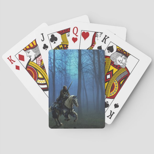 Baralho Fantasy Art Blue Knight em Horseback à Luz (Verso)