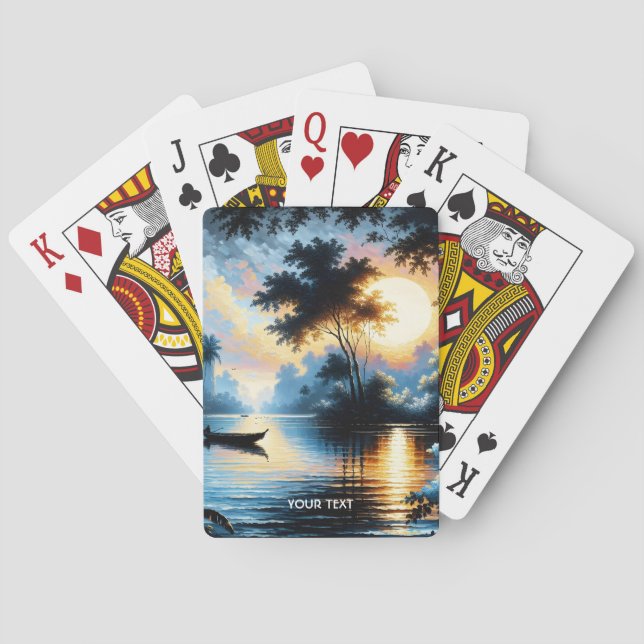 Baralho Fantasy Cute Boat Sunset Lake (Verso)