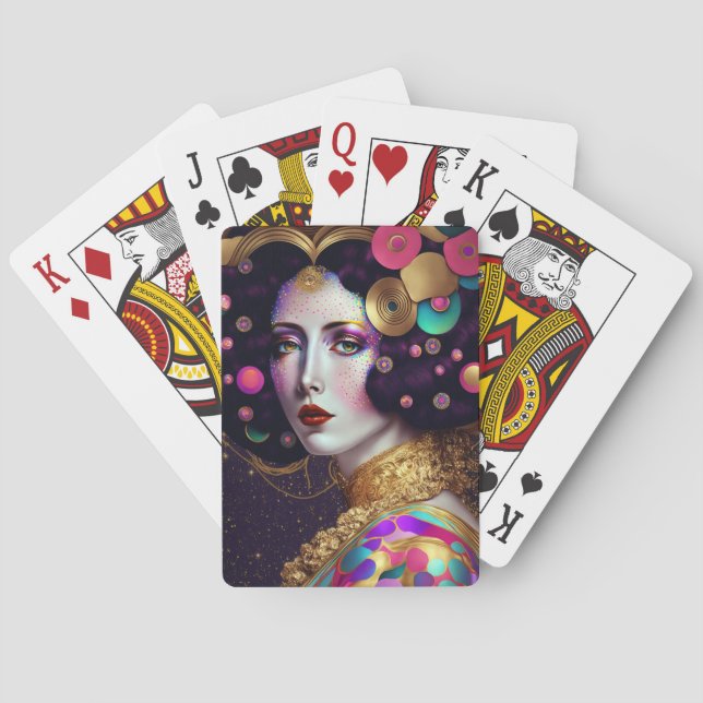 Baralho Fantasy Glam Mulher Pop Arte Jogando Cartões (Verso)