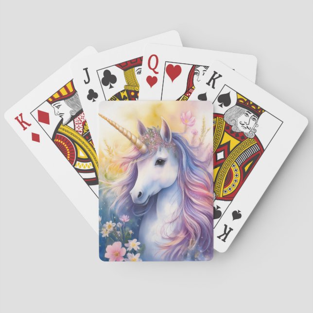 Baralho Fantasy Unicorn tocando cartas (Verso)