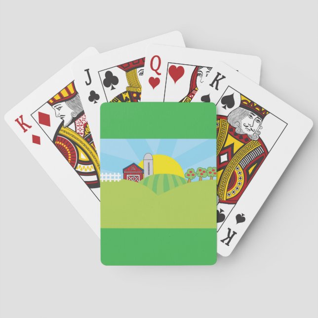 Baralho Farm Landscape Red Barn Silo Apple Trees (Verso)