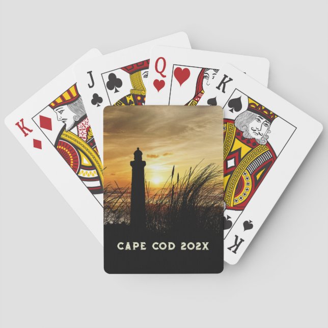 Baralho Farol da costa no Souvenir do pôr do sol (Verso)