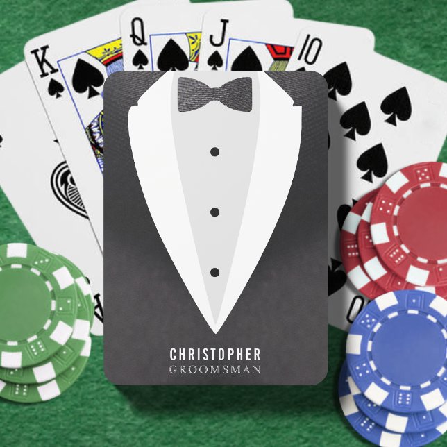 Baralho Favor de Casamento de padrinho de casamento (Groomsman Suit Wedding Favor Poker Cards
)