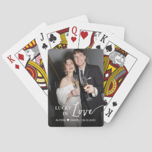 Baralho Favor de casamento personalizado "Lucky in Love"