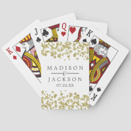 Baralho Favor do Casamento de Confetti Branco e Dourado