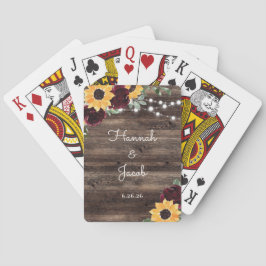 Baralho Favor Rustic Sunflower Wood Wedor