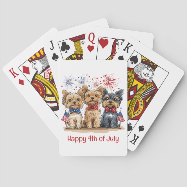 Baralho Feliz 4 De Julho Yorkshire Terrier Dogs (Verso)