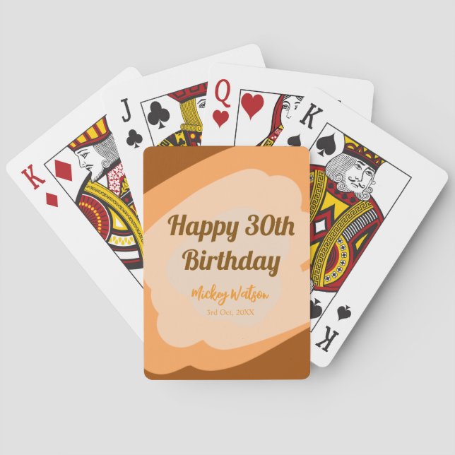 Baralho Feliz aniversário de 30 anos em madeira rústica de (Verso)