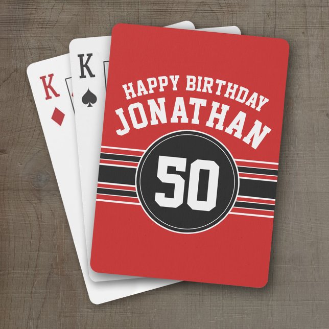 Baralho Feliz aniversário do Esporte Stripes com idade - P (Personalized Playing Cards - Sporty Stripes)