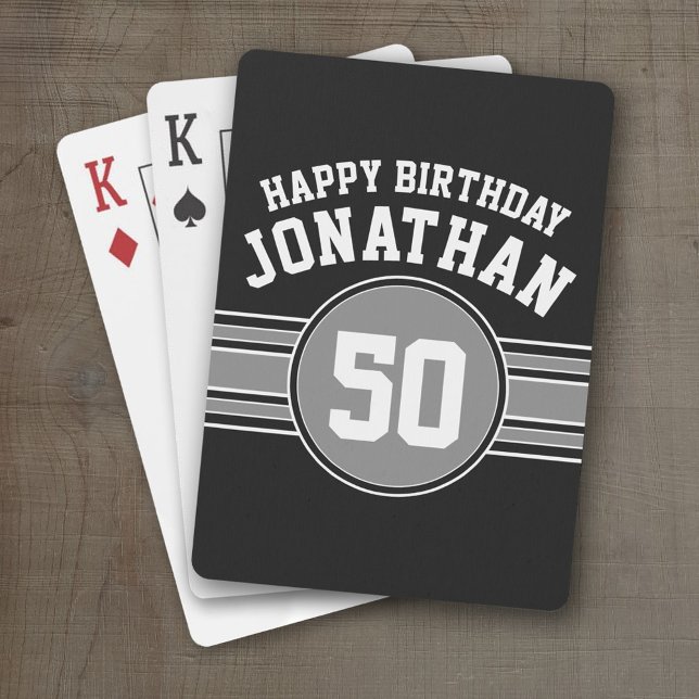 Baralho Feliz Aniversário Esportivo Torna-se Negra Pratead (Personalized Playing Cards - Sporty Stripes)