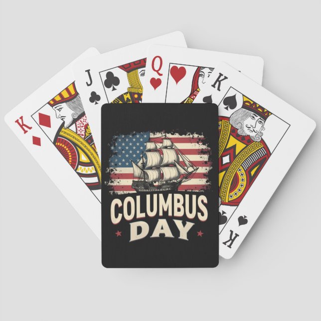 Baralho Feliz Dia de Columbus de Exploração e Reflexão (Verso)