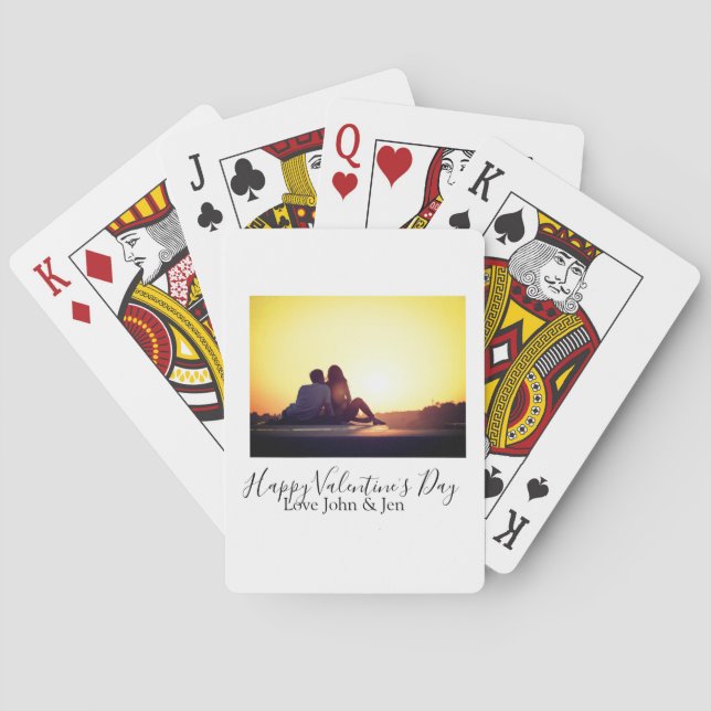 Baralho Feliz dia de os namorados love add name fotografia (Verso)